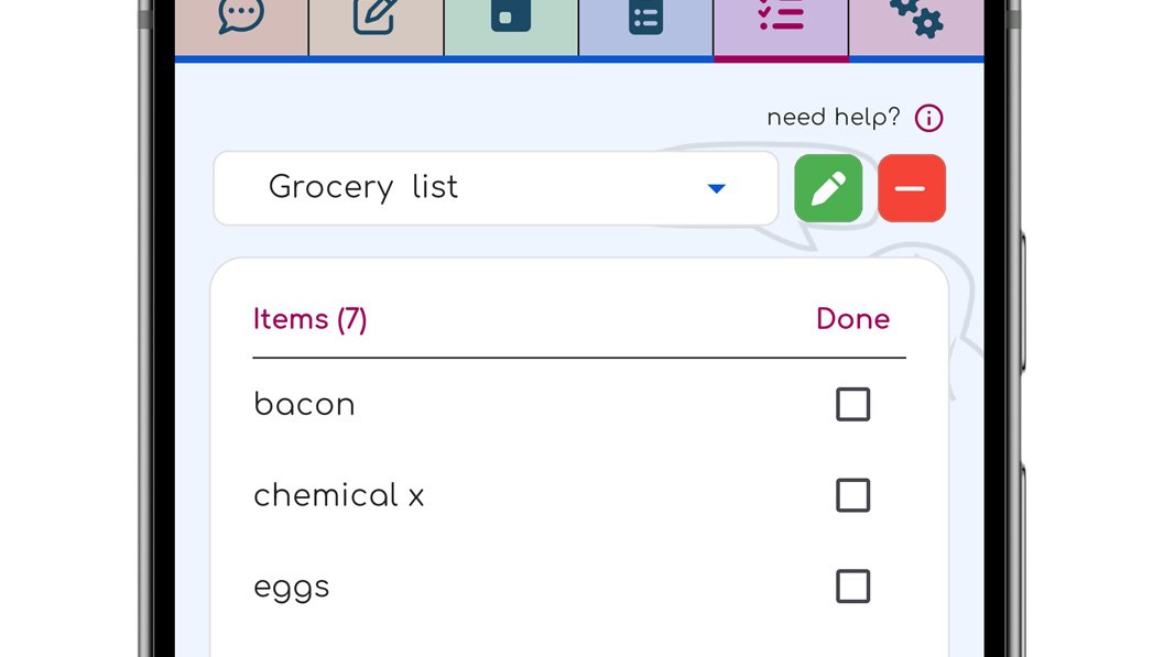 ChatNotr checklist screen showing how to edit or delete a checklist