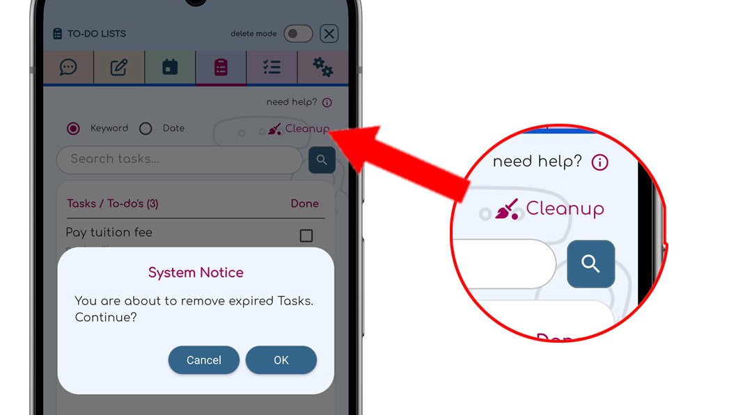 ChatNotr task cleanup button for deleting all expired tasks at once