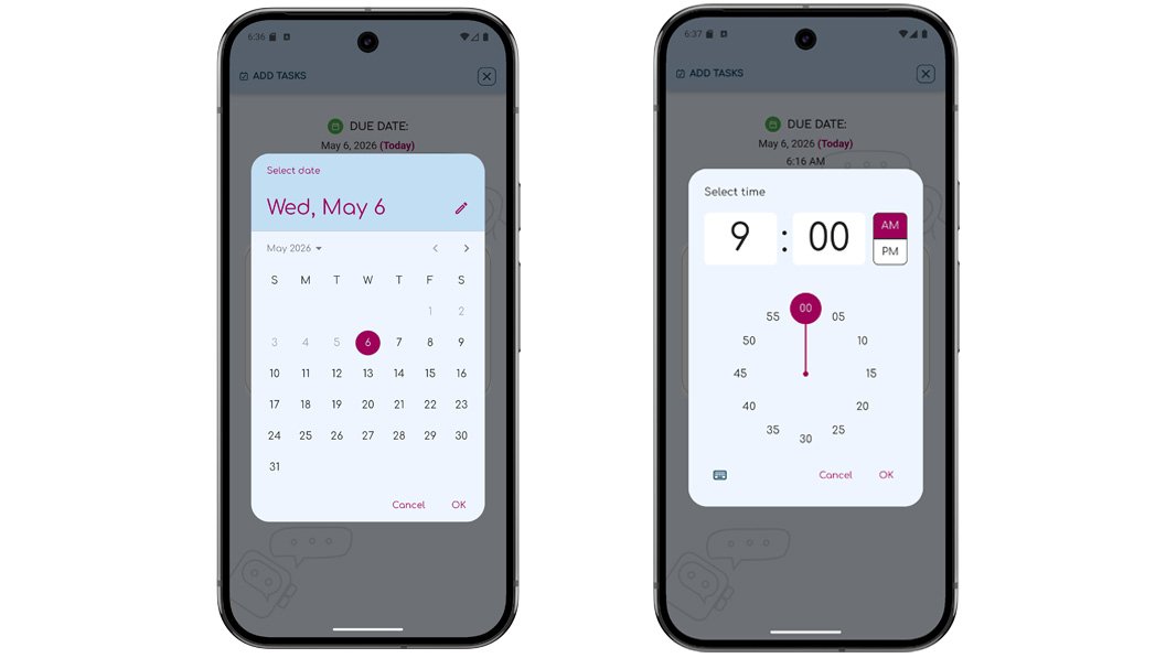 ChatNotr calendar showing how to select date and time